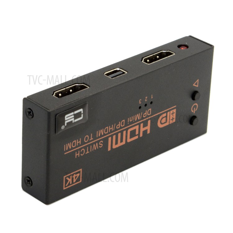 DP & HDMI & Mini DisplayPort DP in to HDMI out Switch Switcher Selector 3 in 1 HDTV 1.4 1080P 4K for PC & Laptop-2