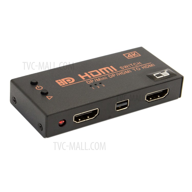 DP & HDMI & Mini DisplayPort DP in to HDMI out Switch Switcher Selector 3 in 1 HDTV 1.4 1080P 4K for PC & Laptop-6