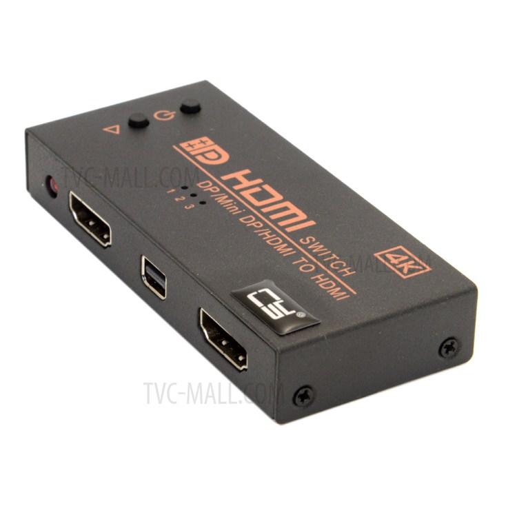 DP & HDMI & Mini DisplayPort DP in to HDMI out Switch Switcher Selector 3 in 1 HDTV 1.4 1080P 4K for PC & Laptop-7