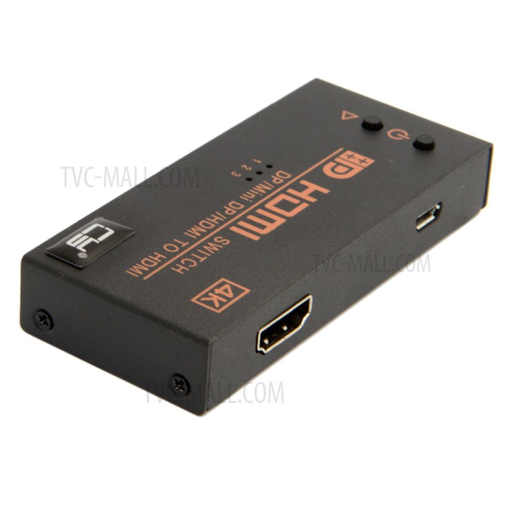 DP & HDMI & Mini DisplayPort DP in to HDMI out Switch Switcher Selector 3 in 1 HDTV 1.4 1080P 4K for PC & Laptop-8