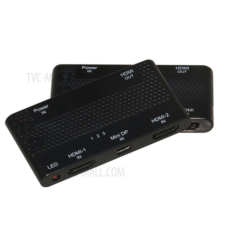 Dual HDMI & Mini DP DisplayPort in to HDMI out 3 in 1 Switcher Selector HDTV 1.4 1080P for Macbook-5