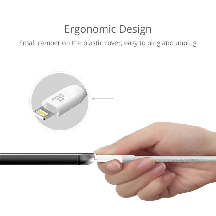 TRONSMART MFI Certified 3m Braided Lightning 8pin Data Sync Charge Cable for iPhone iPad - White-6