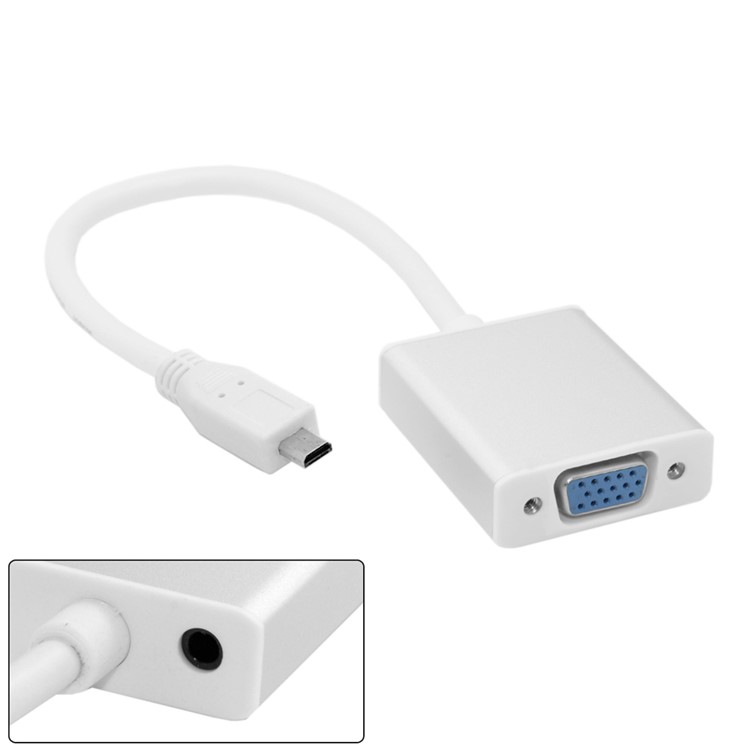 Micro HDMI Source to VGA & 3.5mm Outputs Stereo Audio Cable Converter for HDTV PC 1080P - Silver Shell-1