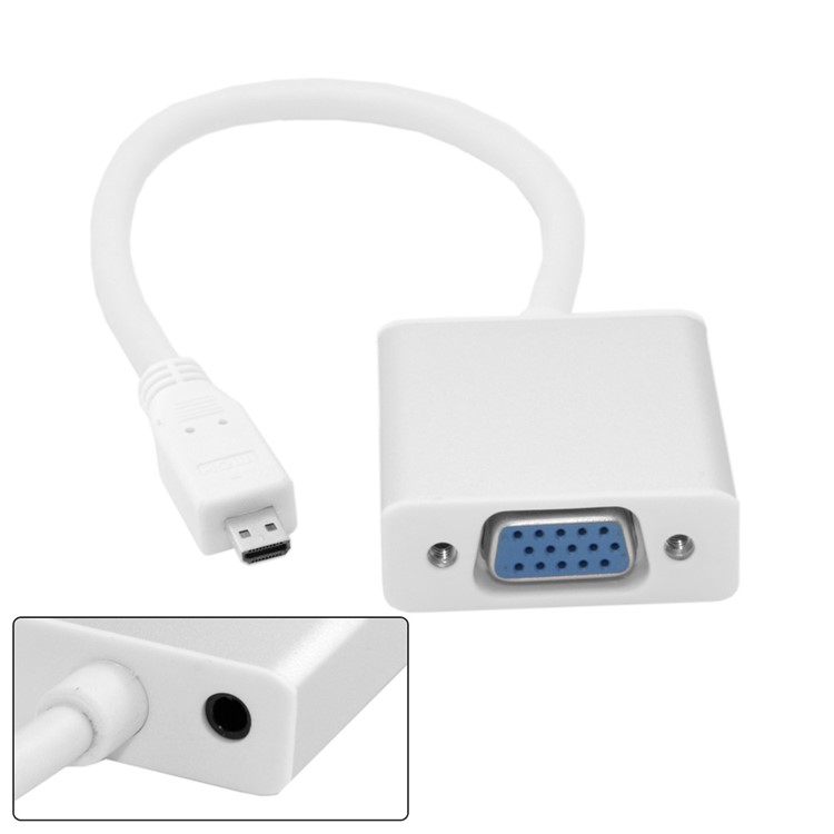 Micro HDMI Source to VGA & 3.5mm Outputs Stereo Audio Cable Converter for HDTV PC 1080P - Silver Shell-6