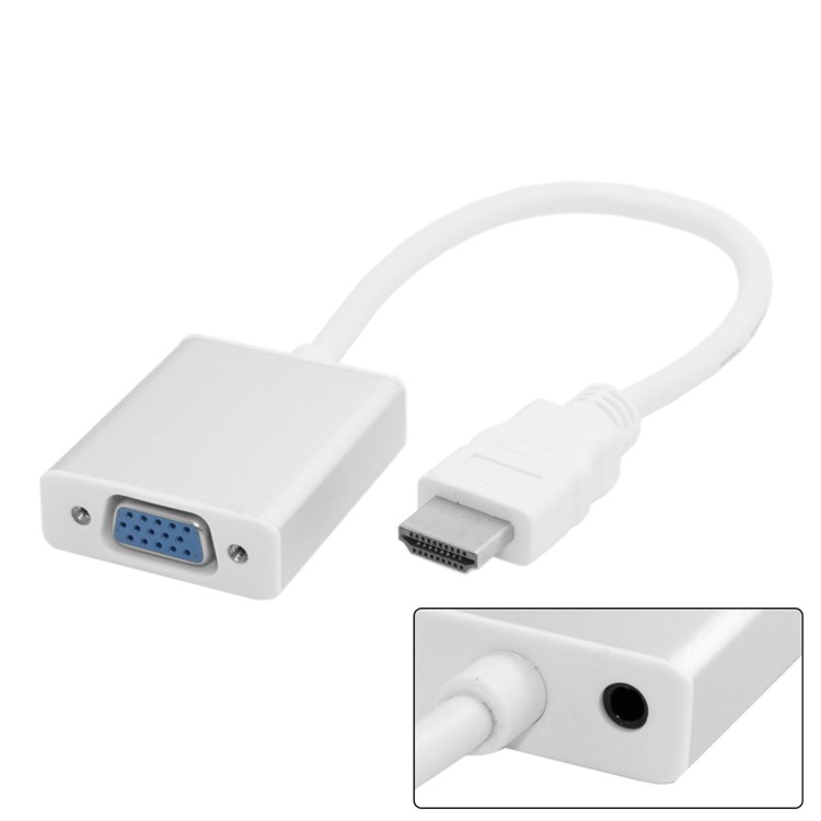 HDMI Source to VGA & 3.5mm Output Converter Cable for HDTV PC 1080P - Silver Shell-1