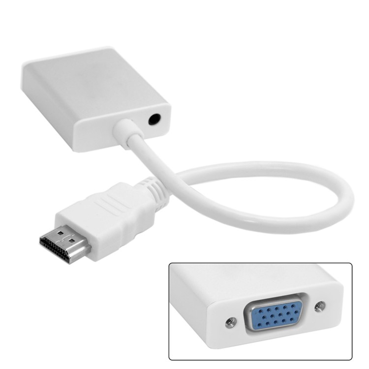 HDMI Source to VGA & 3.5mm Output Converter Cable for HDTV PC 1080P - Silver Shell-2
