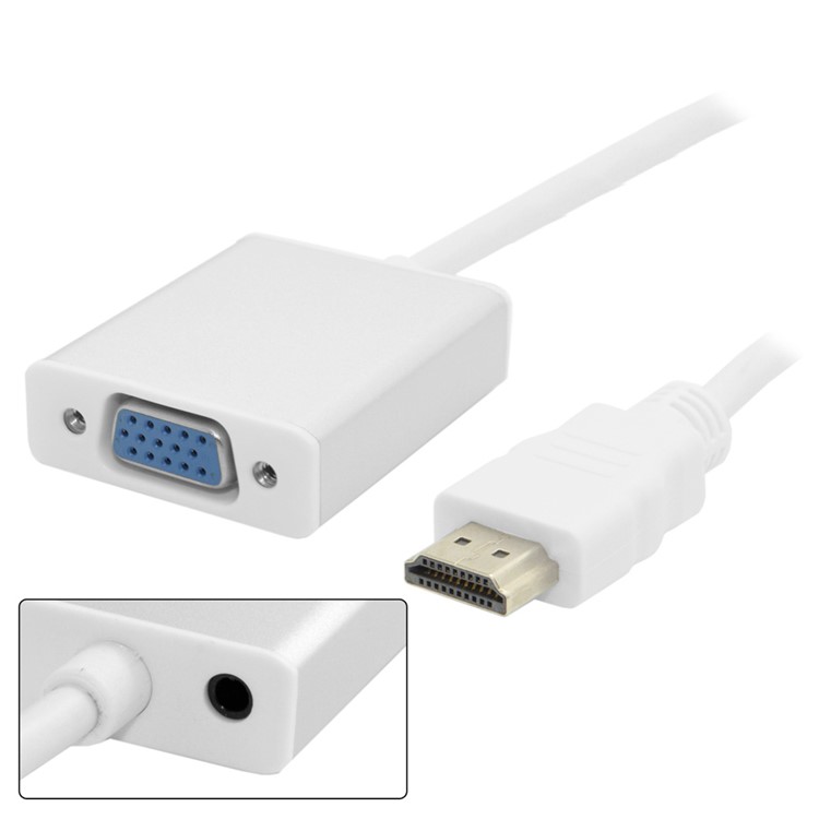 HDMI Source to VGA & 3.5mm Output Converter Cable for HDTV PC 1080P - Silver Shell-4