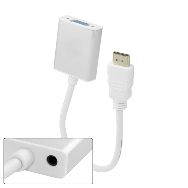 HDMI Source to VGA & 3.5mm Output Converter Cable for HDTV PC 1080P - Silver Shell-6