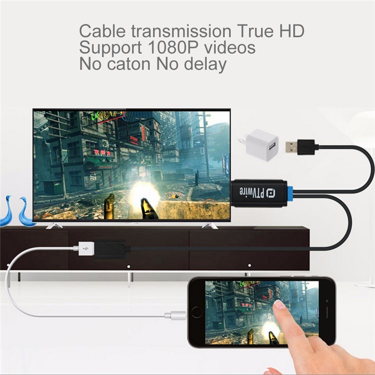 PTVwire CA01F IOS Screen Mirroring HDMI 1080P Adapter Cable for iPhone 7/iPad Pro Etc-1