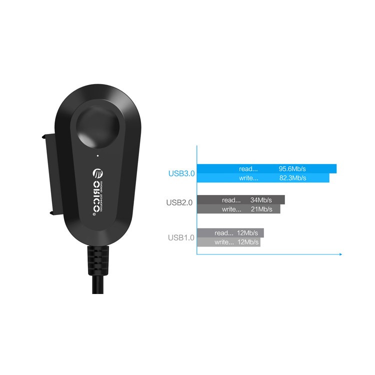 ORICO 35UTS USB 3.0 to SATA Cable with LED Indicator / Adapter - Black / EU Plug-3