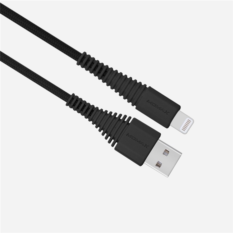 MOMAX MFI Woven Pattern Lightning 8pin USB Data Sync Charging Cable for iPhone iPad iPod - Black-2