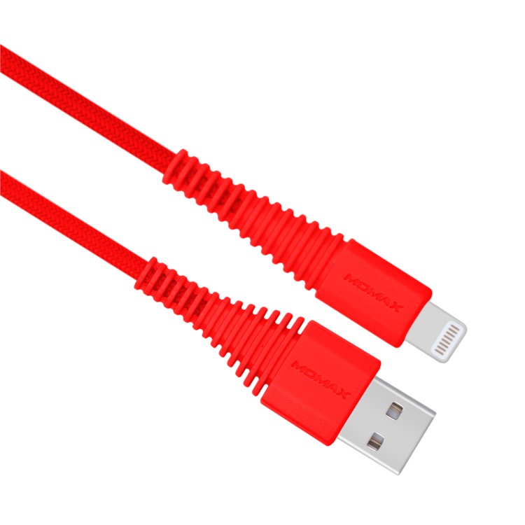 MOMAX MFI 1.2M Woven 2.4A Lightning 8pin Data Sync USB Charge Cable for iPhone iPad iPod - Red-2