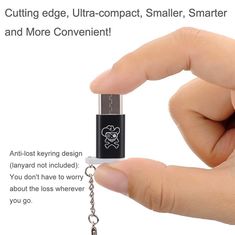 HAT PRINCE Micro USB Female to USB 3.1 Type-C Male Adapter with Key Hole for Huawei Mate 9 (HC-4) - Black-1