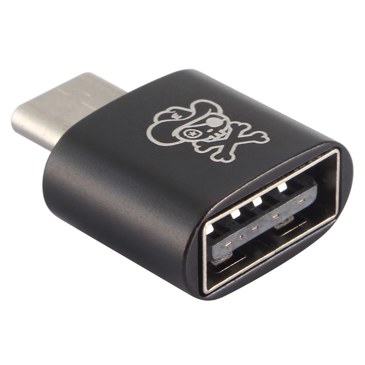 HAT PRINCE Super Mini USB 2.0 Female to USB 3.1 Type-C Male OTG Adapter Metal Shell (HC-7) - Black-3