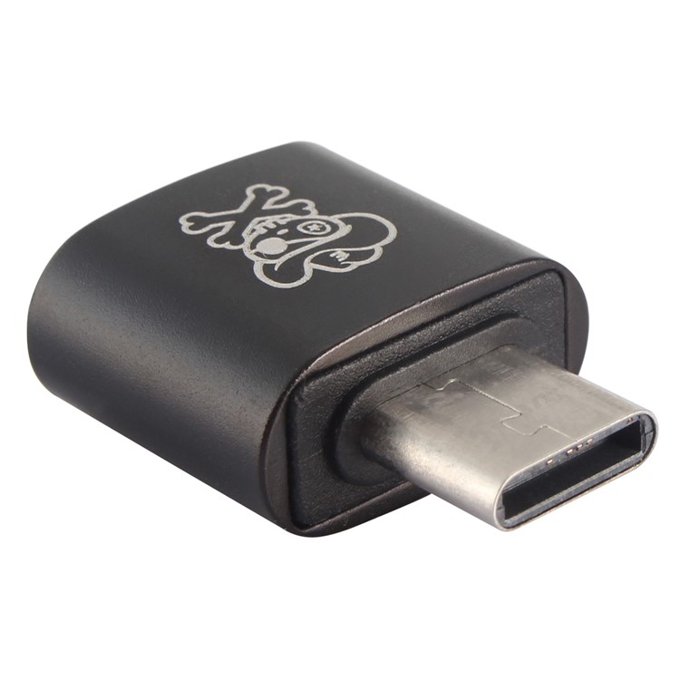 HAT PRINCE Super Mini USB 2.0 Female to USB 3.1 Type-C Male OTG Adapter Metal Shell (HC-7) - Black-4
