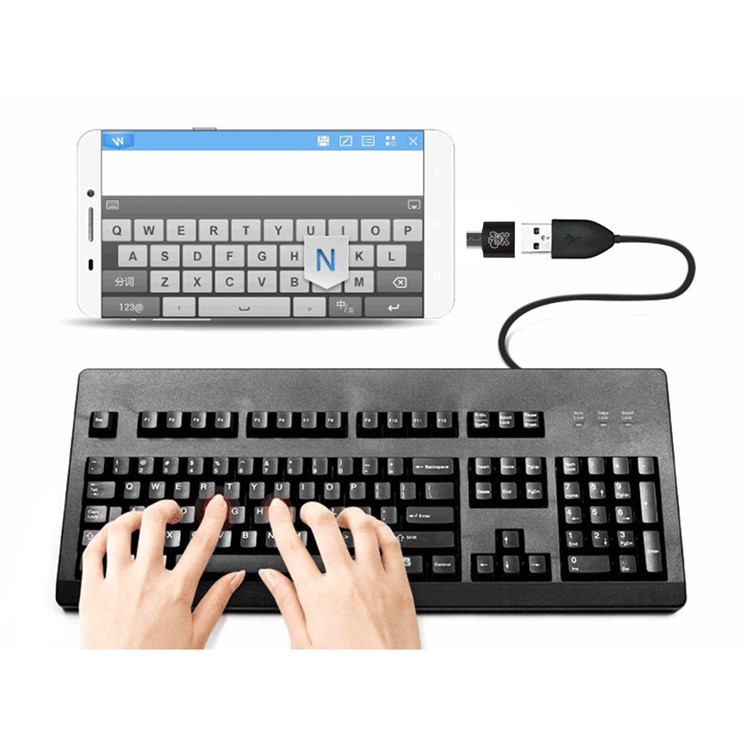 HAT PRINCE Super Mini USB 2.0 Female to USB 3.1 Type-C Male OTG Adapter Metal Shell (HC-7) - Black-6