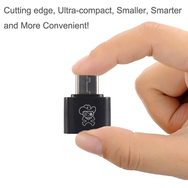 HAT PRINCE ABS Super Mini USB 2.0 Female to USB 3.1 Type-C Male OTG Adapter (HC-8) - Black-1