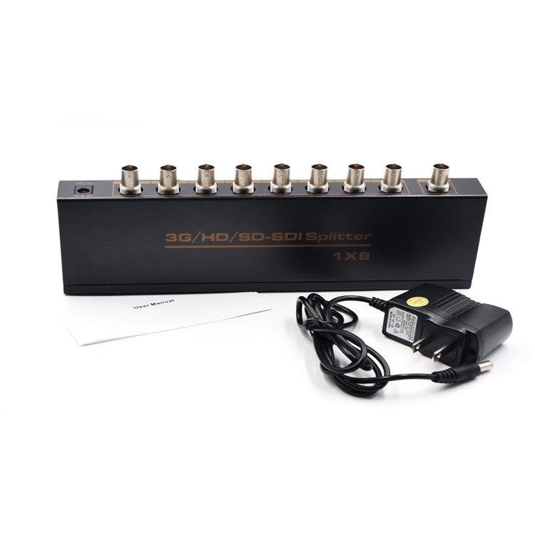 SDI Splitter 1x8, Supports SD-SDI/HD-SDI/3G-SDI, 1 Input 8 Outputs - US Plug-1