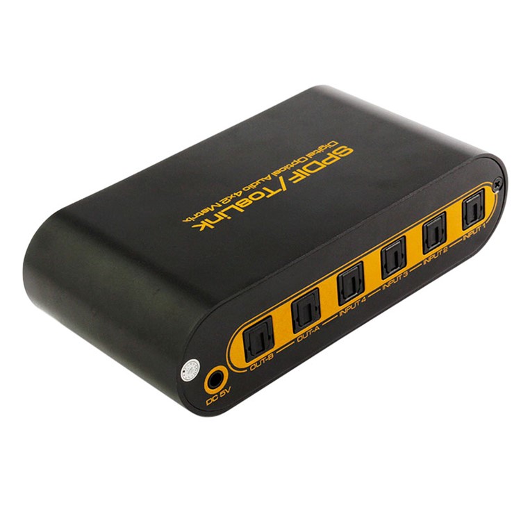 SPDIF / TOSLINK Optical Digital Audio 4x2 True Matrix with Remote Control - EU Plug-1
