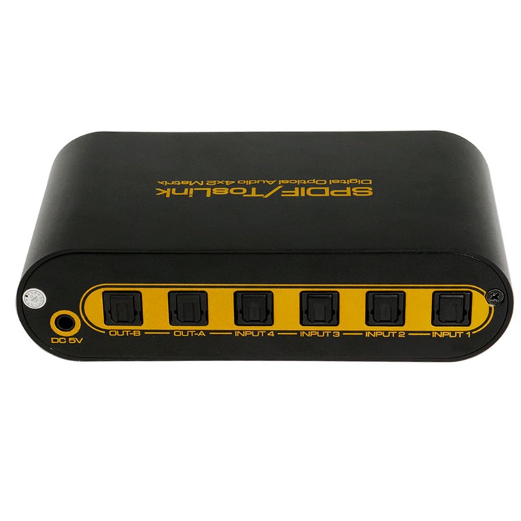 SPDIF / TOSLINK Optical Digital Audio 4x2 True Matrix with Remote Control - EU Plug-4