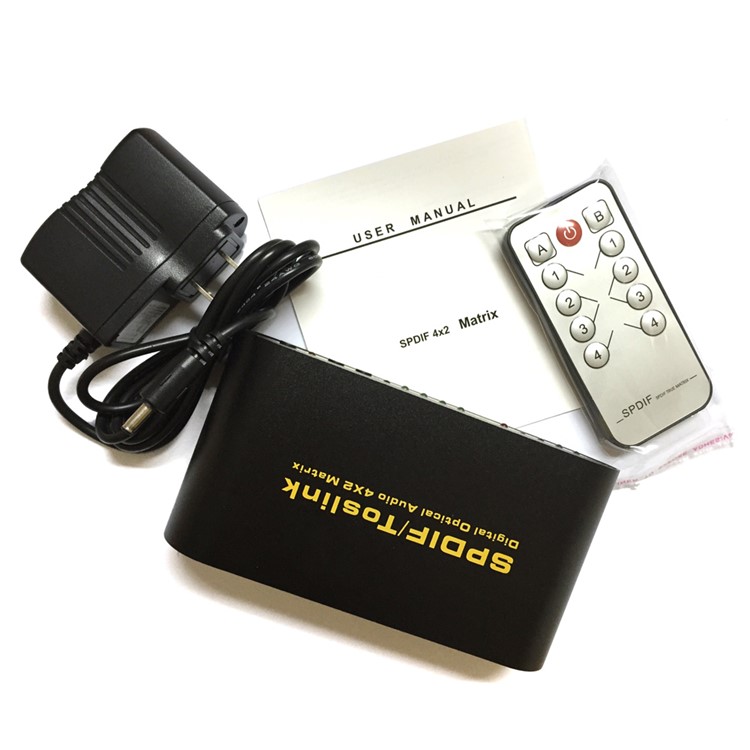 SPDIF / TOSLINK Optical Digital Audio 4x2 True Matrix with Remote Control - EU Plug-7