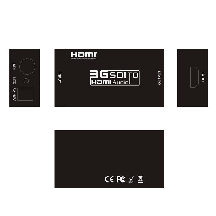 Mini 1080P 3G SDI to HDMI Audio Converter Adapter - US Plug-2
