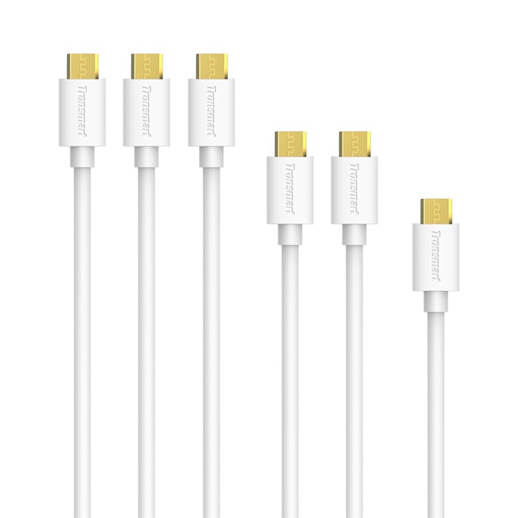 TRONSMART MUPP9 6Pcs/Lot Micro USB Data Sync Charge Cables with Gold-plated Connectors for Samsung LG Etc - White-2