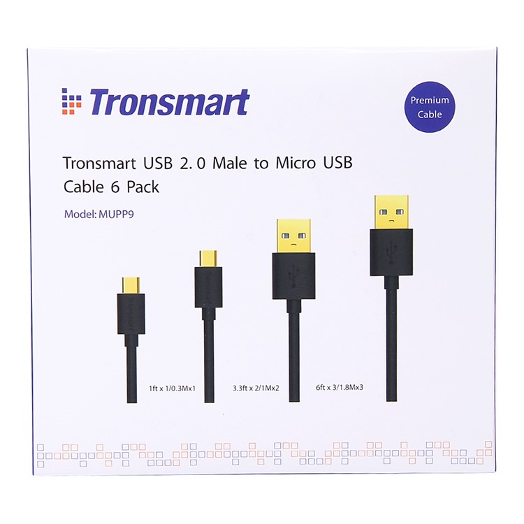 TRONSMART MUPP9 6Pcs/Lot Micro USB Data Sync Charge Cables with Gold-plated Connectors for Samsung LG Etc - White-7
