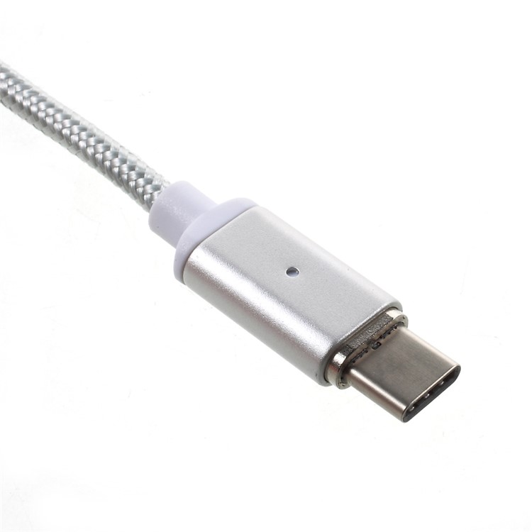 1M Woven Pattern Magnetic Type-C USB Data Charging Cable - Silver-9