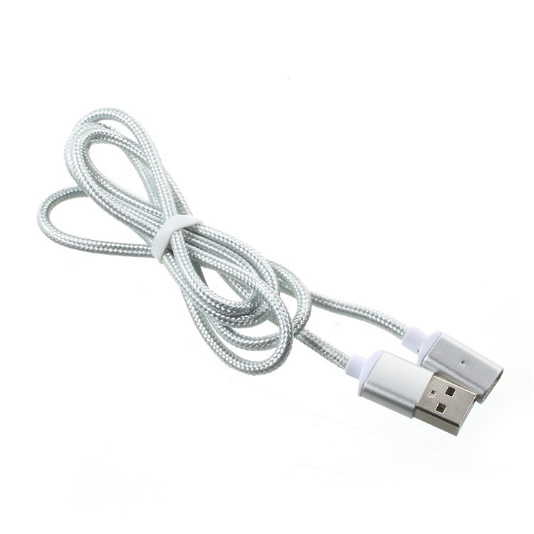 1M Woven Pattern Magnetic Type-C USB Data Charging Cable - Silver-2