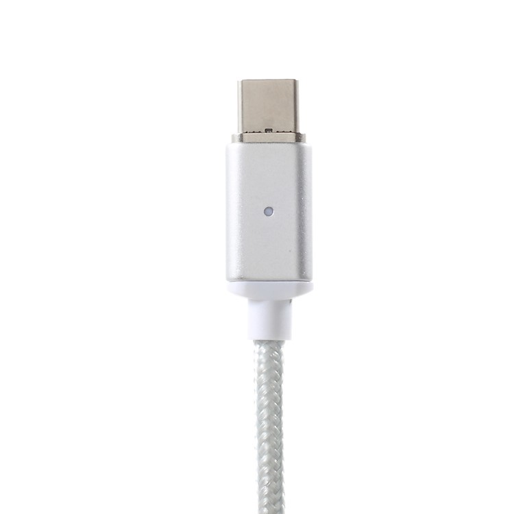1M Woven Pattern Magnetic Type-C USB Data Charging Cable - Silver-5