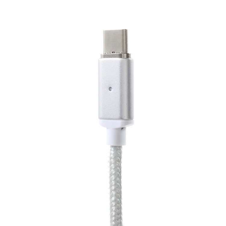 1M Woven Pattern Magnetic Type-C USB Data Charging Cable - Silver-6