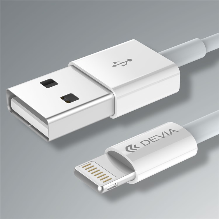 DEVIA MFI Certified 1m 2.4A Lightning 8Pin Mobile Data Charging Cable - White-1