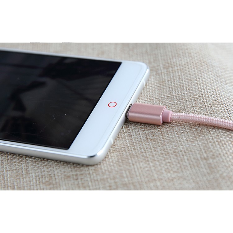 ROCK 5V 2.1A Micro USB Data Sync Charging Braided Cable 1m for Android Phone - Rose Gold-4