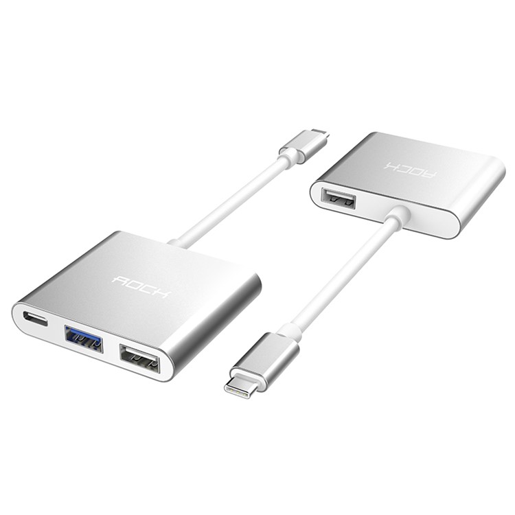 ROCK Type-C Male to 2*USB 2.0 Female + USB 3.0 Female + Type-C Female Ports Converter Adapter - Silver-1