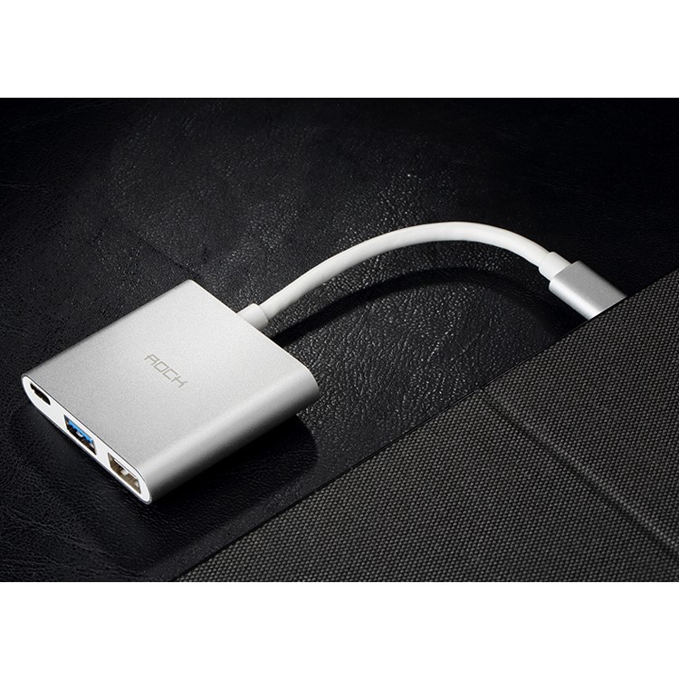 ROCK Type-C Male to 2*USB 2.0 Female + USB 3.0 Female + Type-C Female Ports Converter Adapter - Silver-14