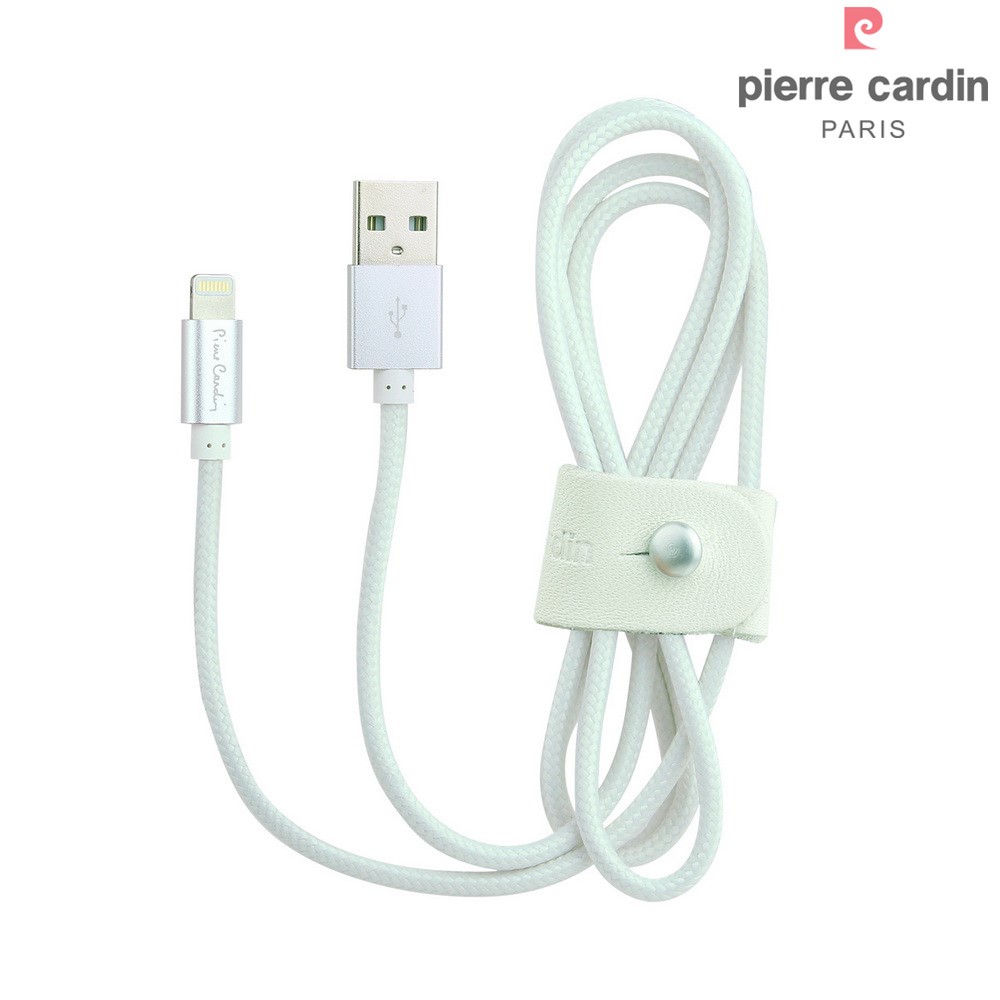 PIERRE CARDIN PCQ-E14 MFI Certified Lightning 8Pin Woven Charging Data Cable - White-4