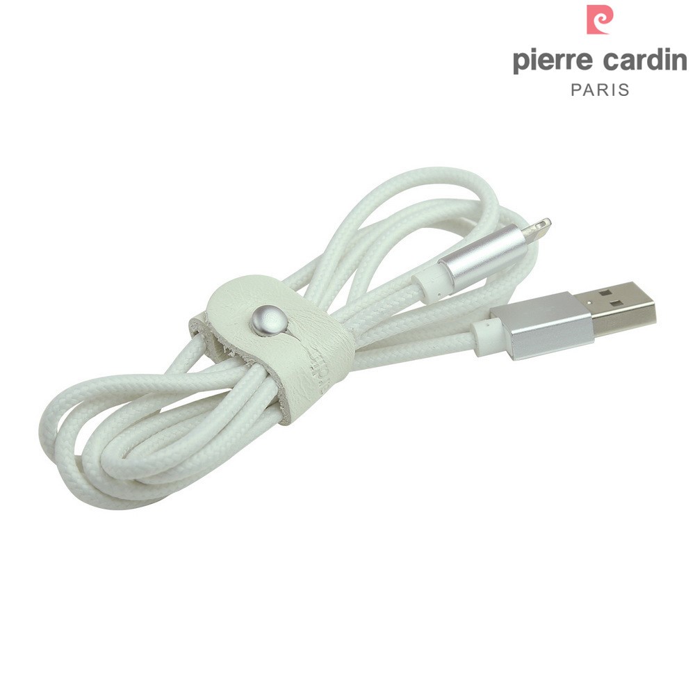 PIERRE CARDIN PCQ-E14 MFI Certified Lightning 8Pin Woven Charging Data Cable - White