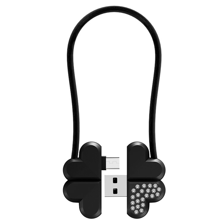 JOYROOM L125 Bling Diamonds Decor Clover Micro USB Cable for Samsung S7 etc. (20cm) - Black-1
