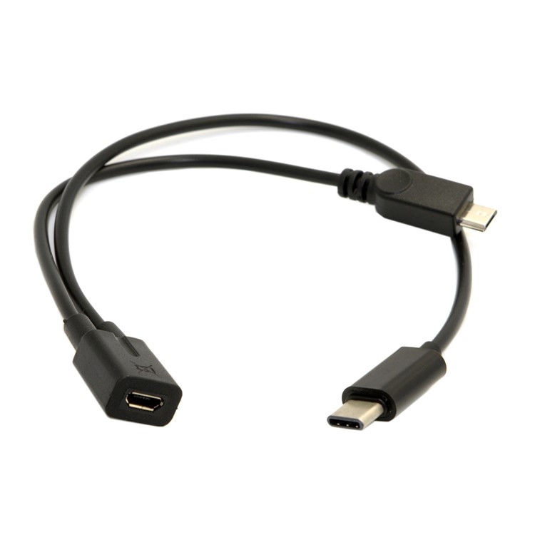 UC-004 Micro USB Female to Micro USB Male + Type-C Male Splitter Extension Charge Cable-5