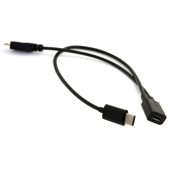 UC-004 Micro USB Female to Micro USB Male + Type-C Male Splitter Extension Charge Cable-8