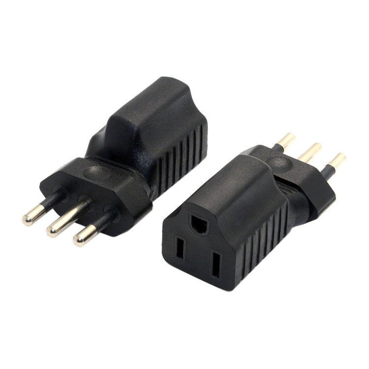 Italy Male Plug to USA AC Nema 5-15R Female Power Adapter Rated 10A 250V (PW-181)-1