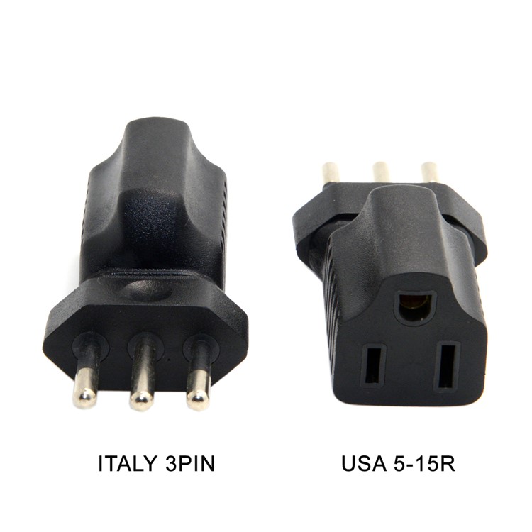 Italy Male Plug to USA AC Nema 5-15R Female Power Adapter Rated 10A 250V (PW-181)-12