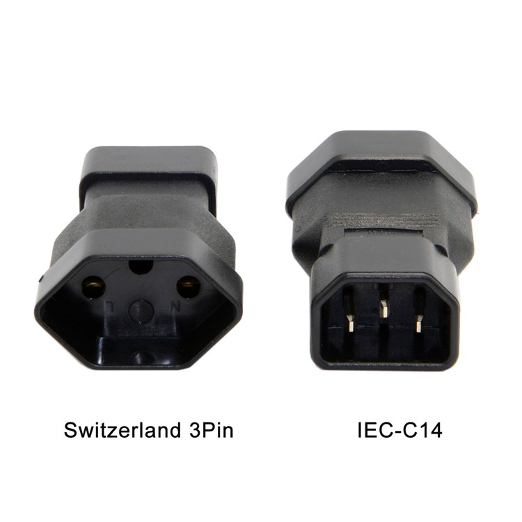 IEC320 C14 to Switzerland Swiss 3Pin Female Power Adapter Rated 10A 250V-11