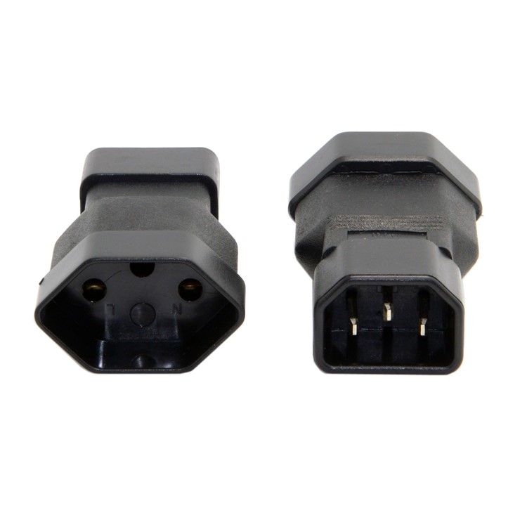 IEC320 C14 to Switzerland Swiss 3Pin Female Power Adapter Rated 10A 250V-2