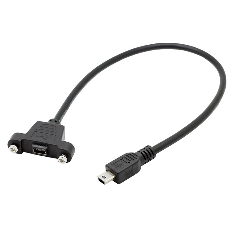 Panel Mount Type Mini USB 5Pin Male to Female Extension Adapter Cable with Screws-3