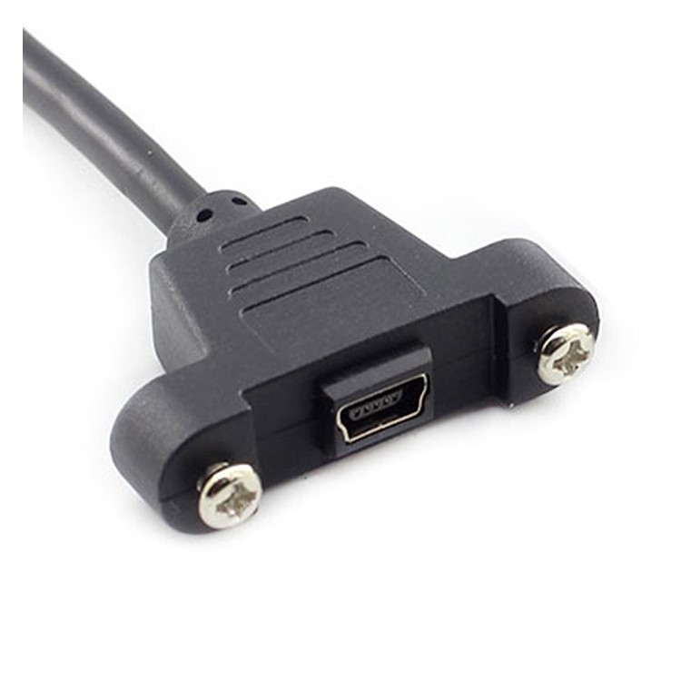 Panel Mount Type Mini USB 5Pin Male to Female Extension Adapter Cable with Screws-7