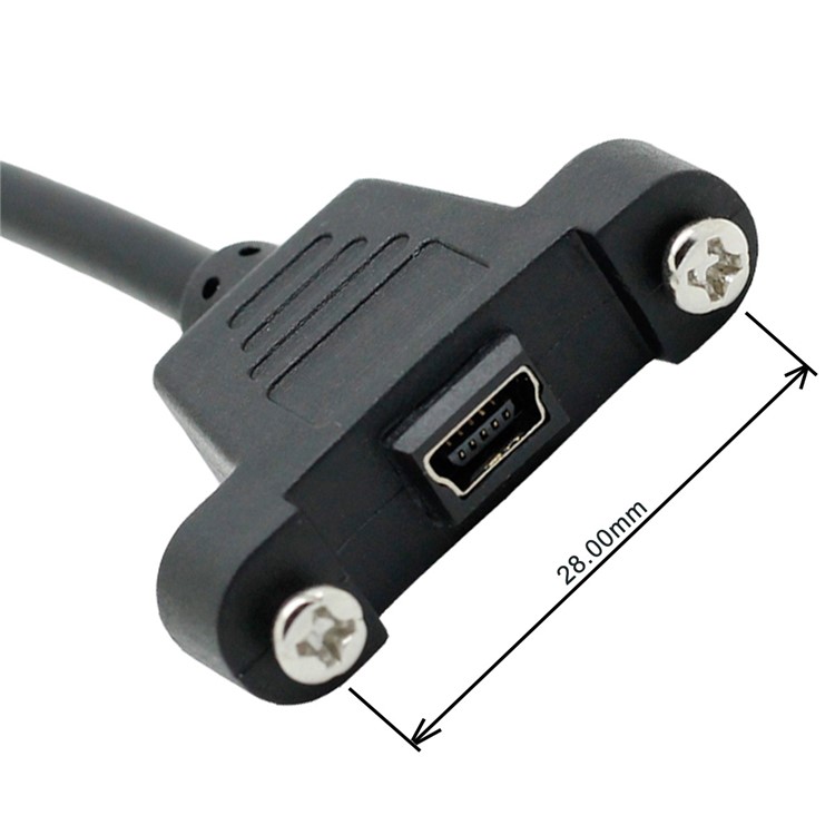 Panel Mount Type Mini USB 5Pin Male to Female Extension Adapter Cable with Screws-8
