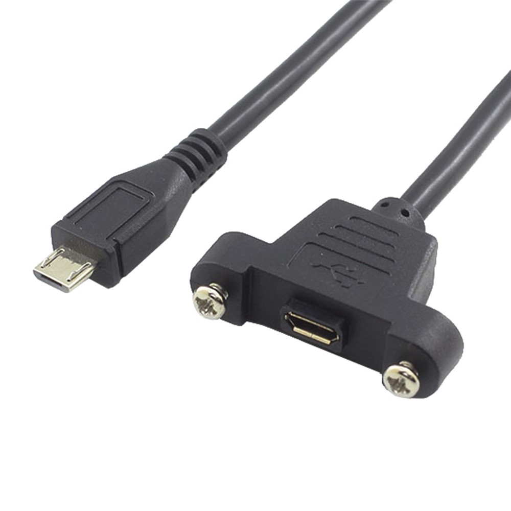 Micro USB 5Pin Male to Female Extension Panel Mount Type Cable with Screws-2