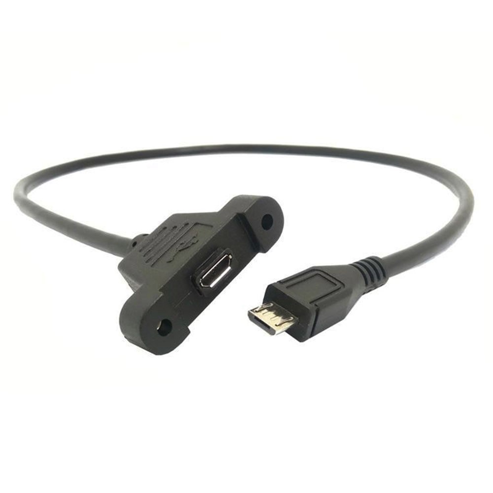 Micro USB 5Pin Male to Female Extension Panel Mount Type Cable with Screws-3